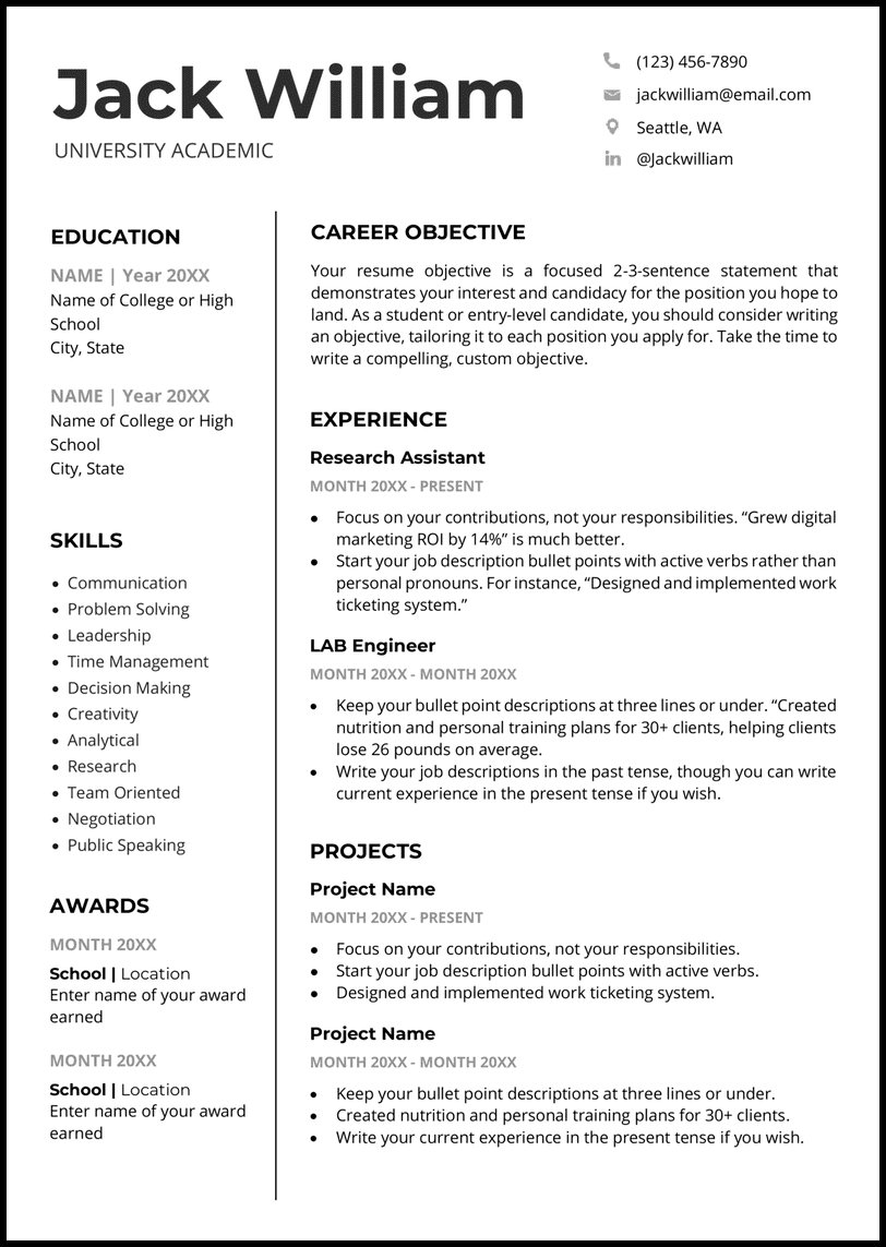 Current Resume Format 2025 Australia