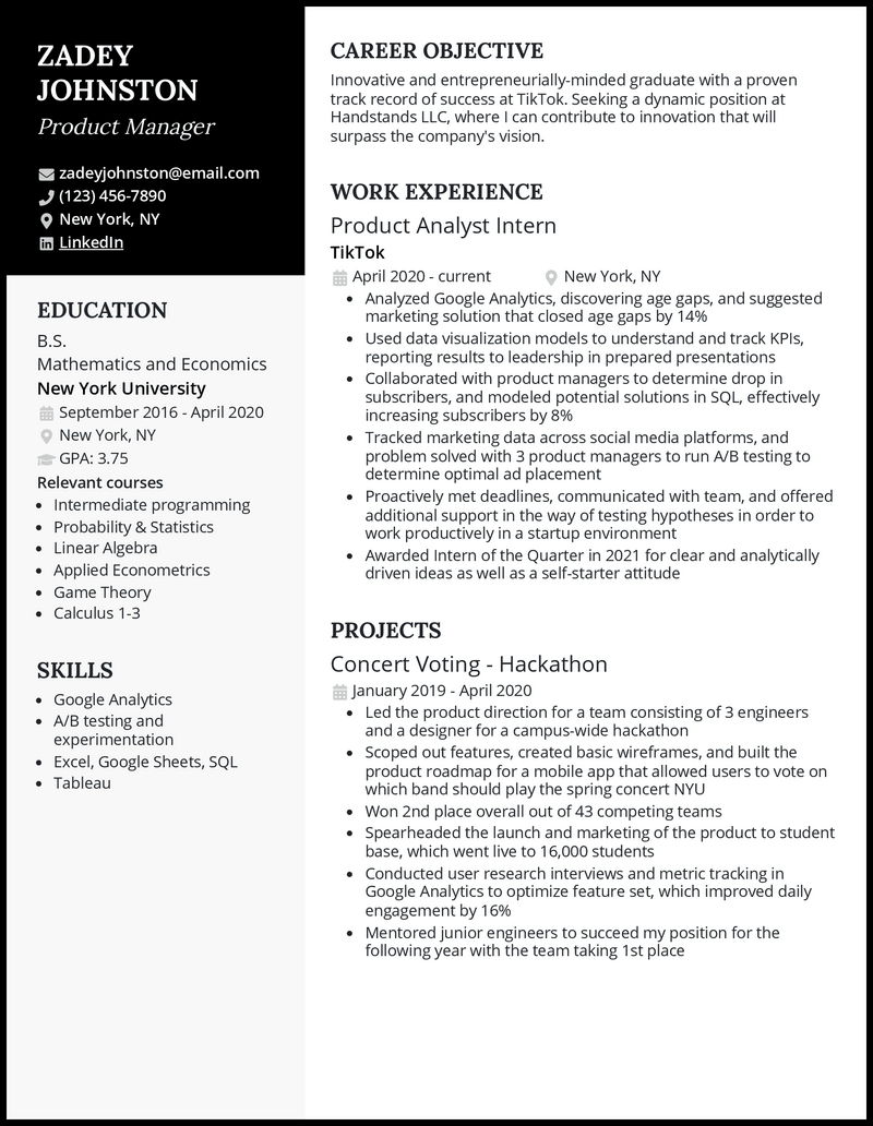 5 Entry-Level Product Manager Resume Examples for 2024