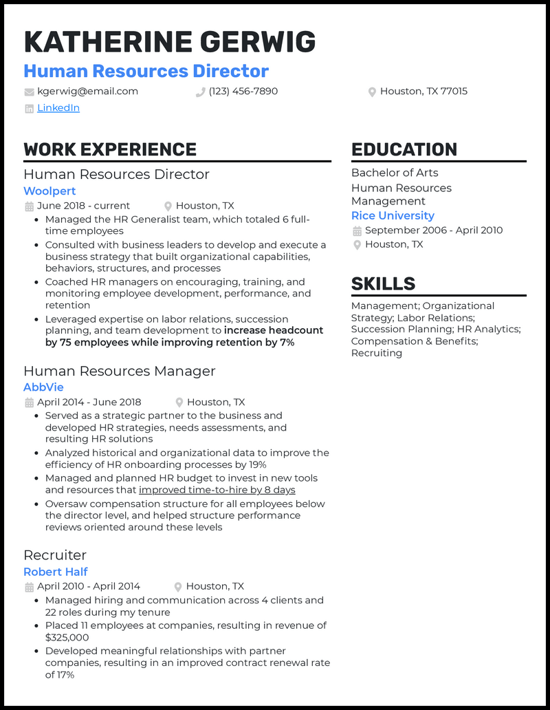 3 Human Resources (HR) Director Resume Examples for 2023