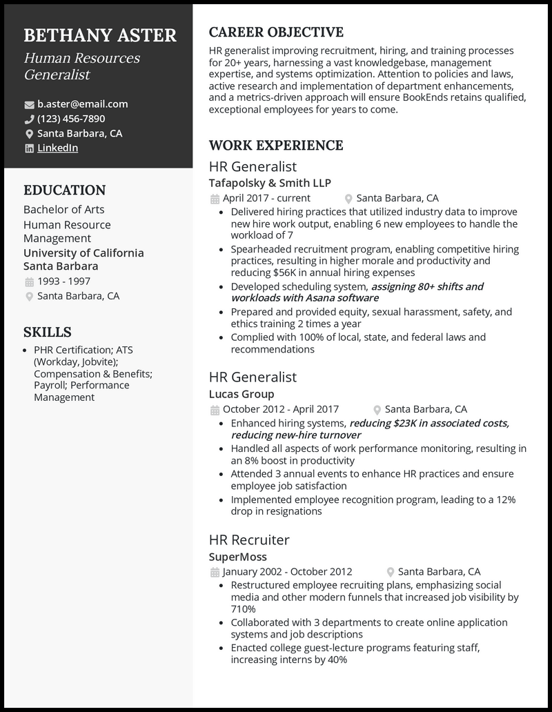 3 Human Resources Generalist Resume Examples for 2024