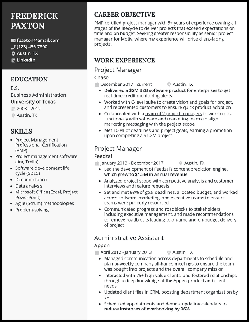 3 Senior Project Manager Resume Examples For 2024   Senior Project Manager Elegant Resume Example 