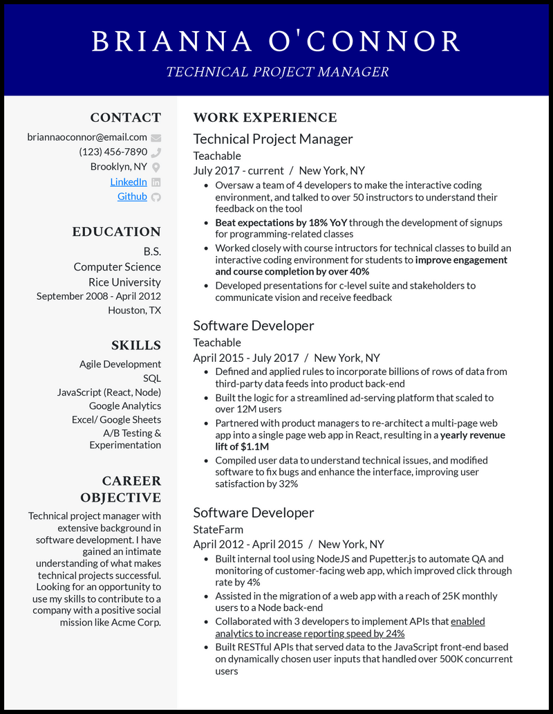 3 Real Technical Project Manager Resume Examples That Work