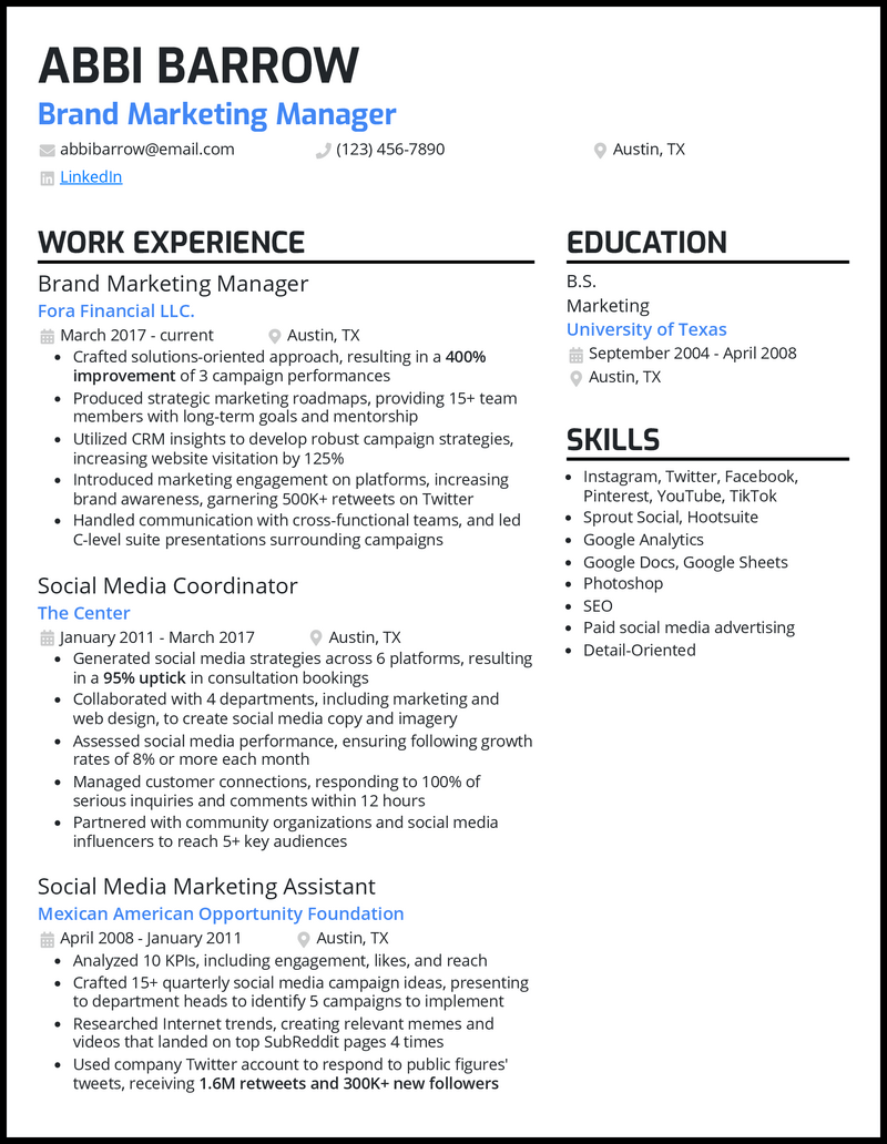 3 Brand Marketing Manager Resume Examples For 2023