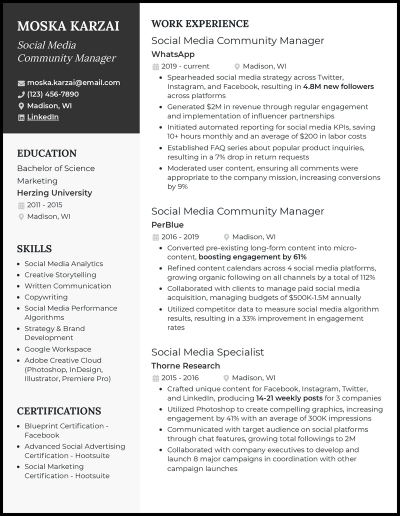 3 Real Community Manager Resume Examples That Worked in 2023