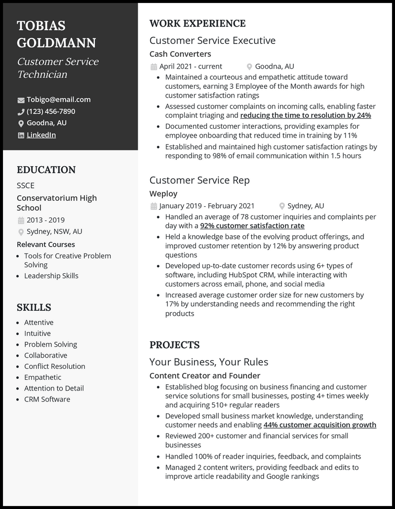 3 Customer Service Technician Resume Examples for 2023