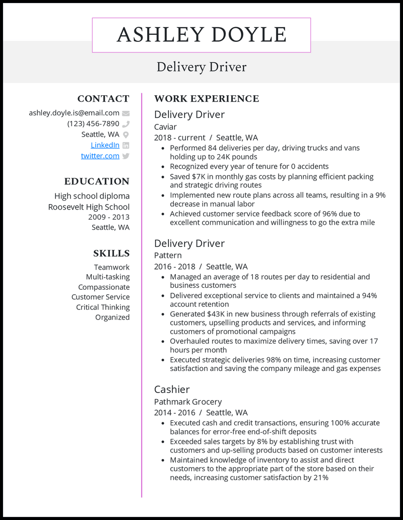 7 Delivery Driver Resume Examples That Work in 2023
