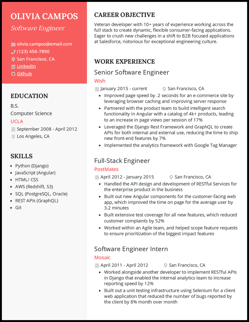 how to make resume for engineer student