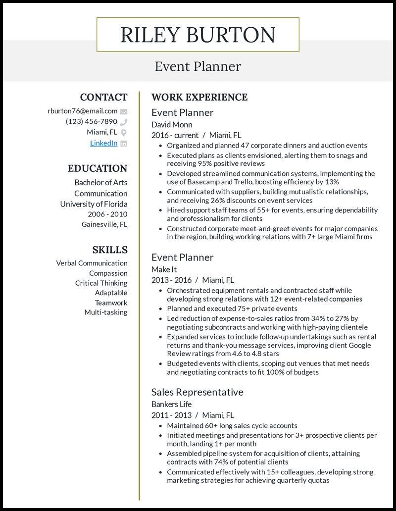 9 Event Planner Resume Examples for 2023