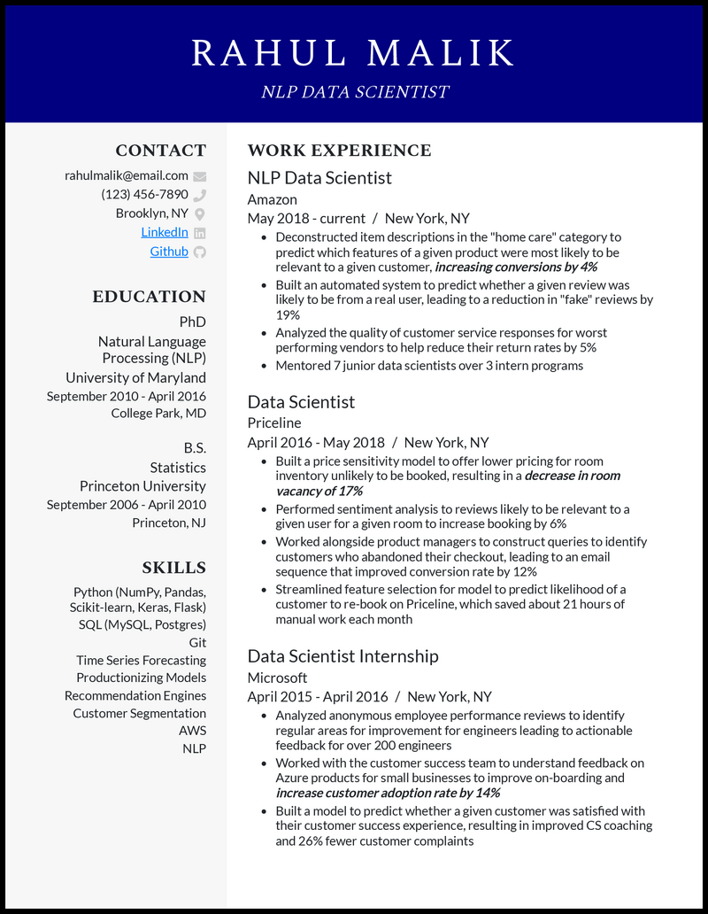 3 NLP Data Scientist Resume Examples For 2023