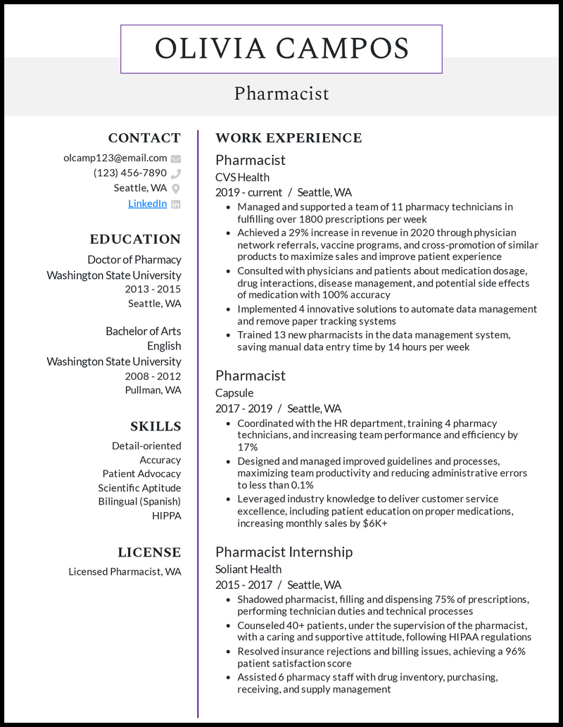 9 Pharmacist Resume Examples That Worked in 2024
