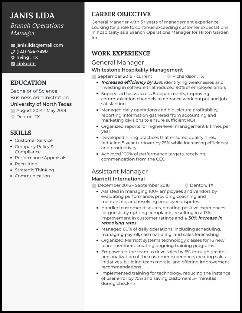 3 Branch Operations Manager Resume Examples For 2024