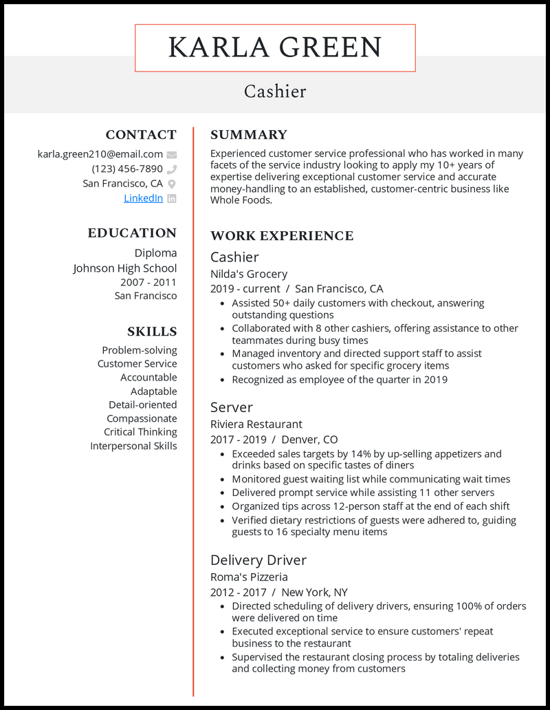 11 Cashier Resume Examples That Work in 2024