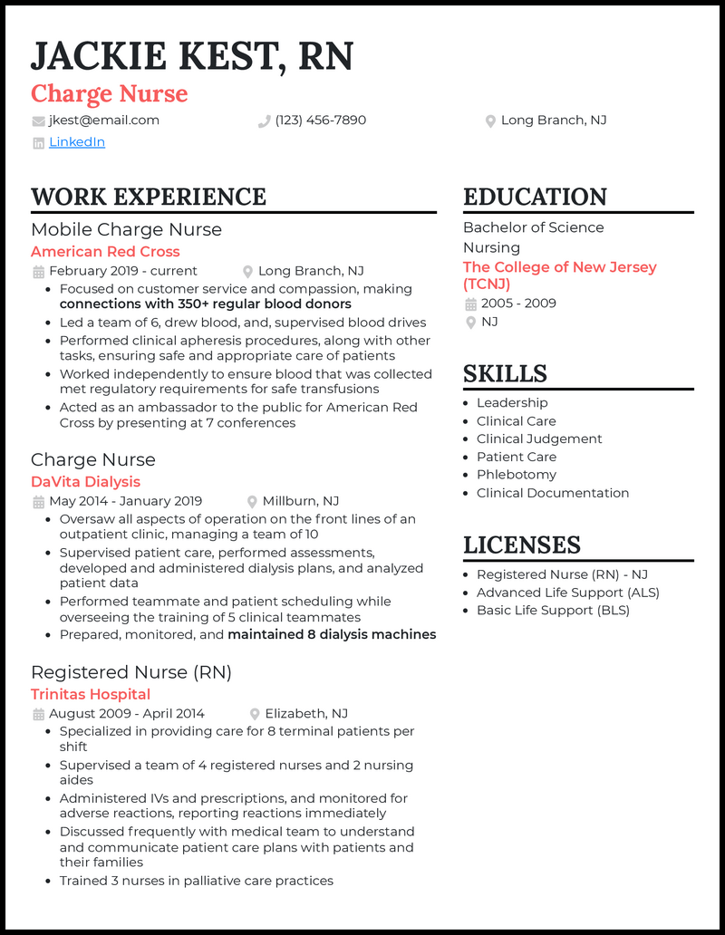 3 Charge Nurse Resume Examples For 2023