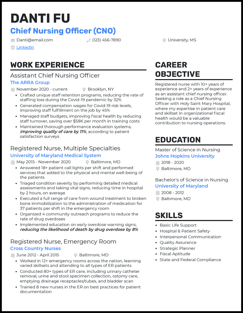 3 CNO Resume Examples For 2024