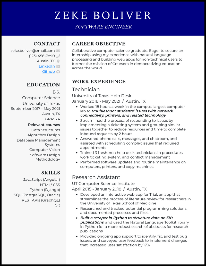 5 Computer Science Internship Resume Examples for 2023