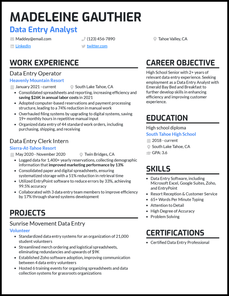 3 Data Entry Analyst Resume Examples for 2023