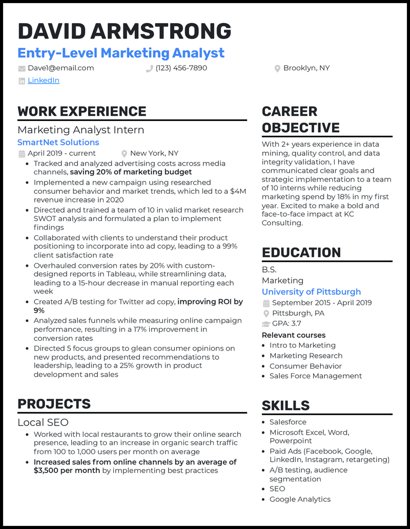 3 Entry-Level Marketing Resume Examples for 2024