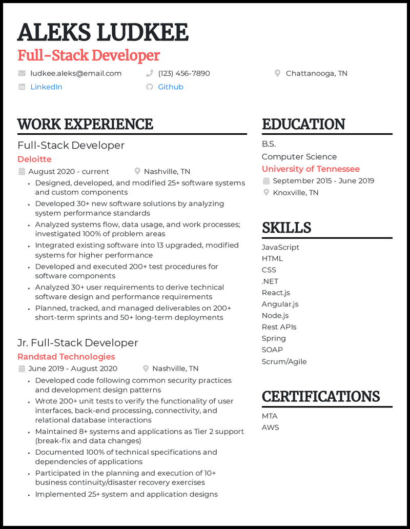 9 Real Full-Stack Developer Resume Examples That Worked in 2023