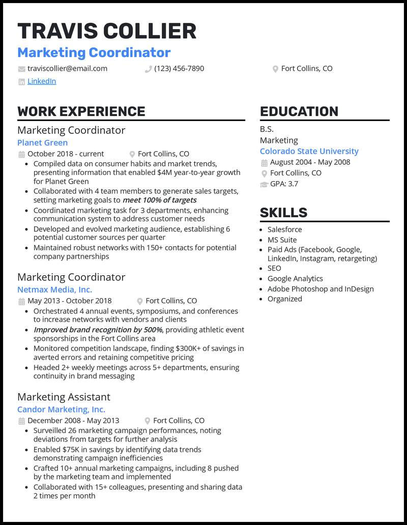 3 Marketing Coordinator Resume Examples for 2024
