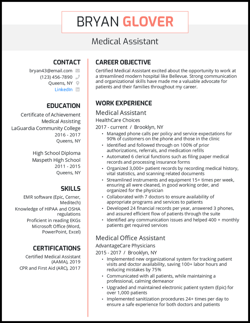 Medical Office Assistant Resume Sample