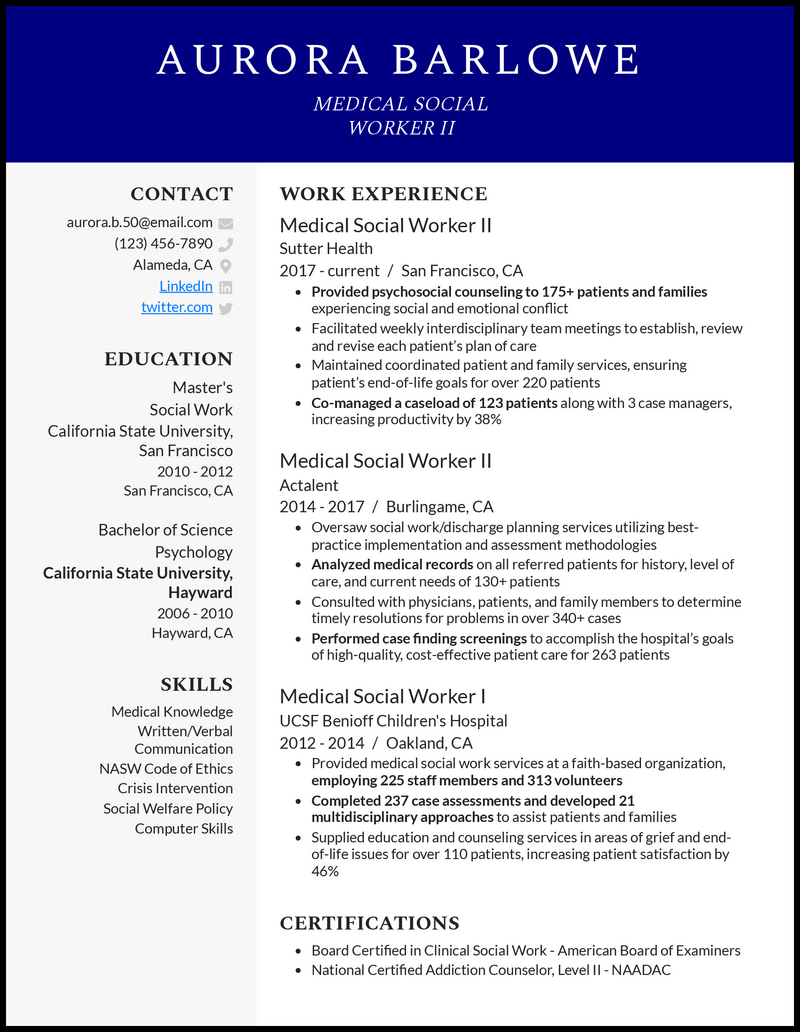 3 Medical Social Worker Resume Examples For 2024