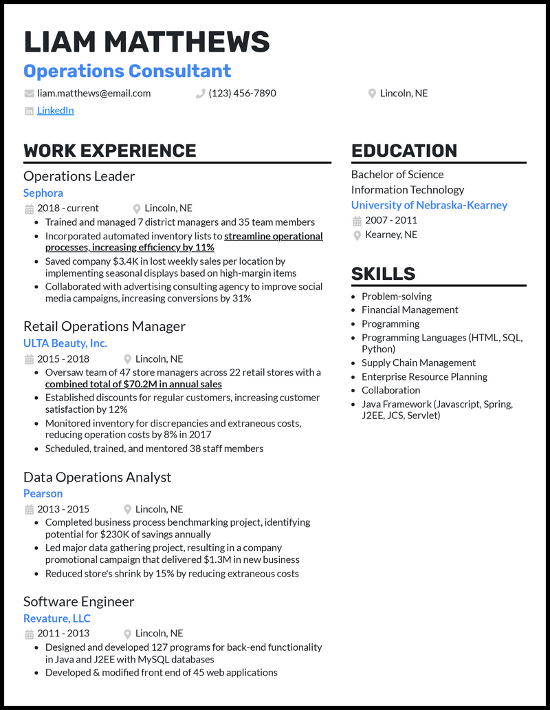 3 Operations Consultant Resume Examples For 2024