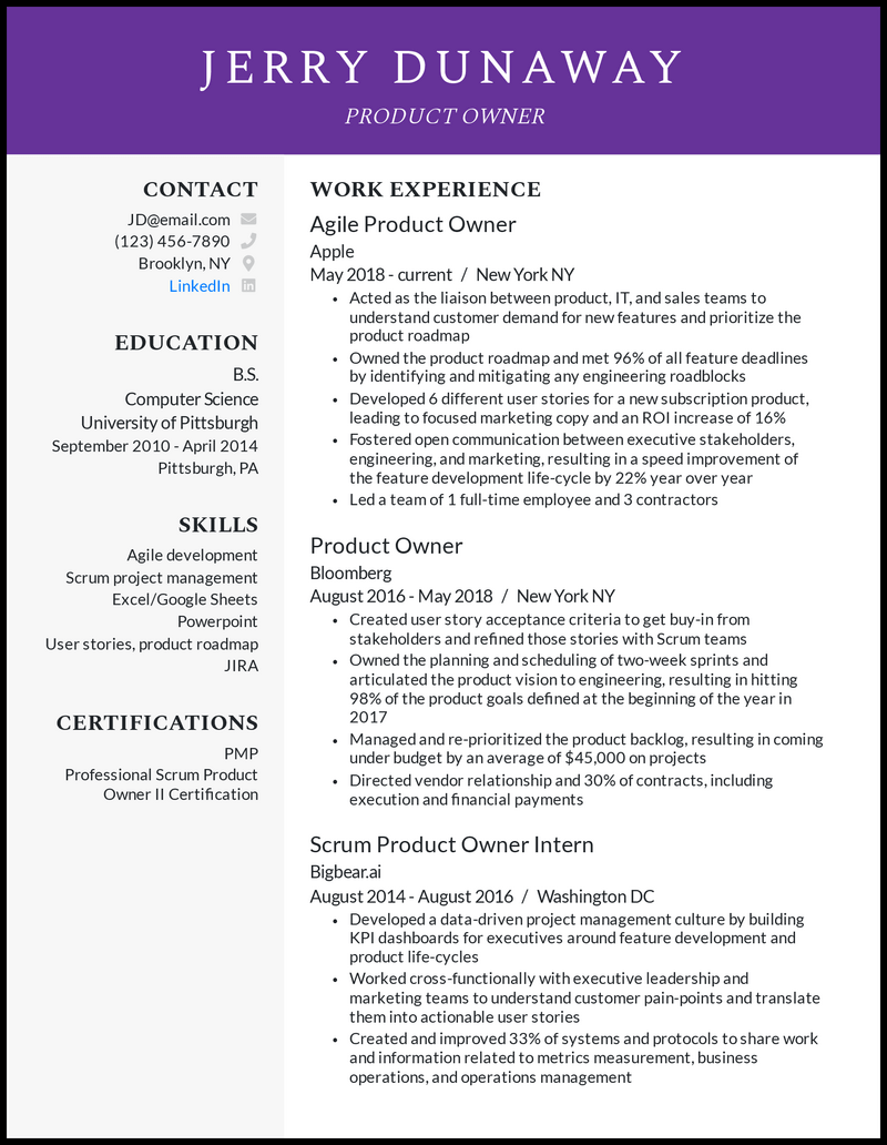 9 Product Owner Resume Samples for 2024