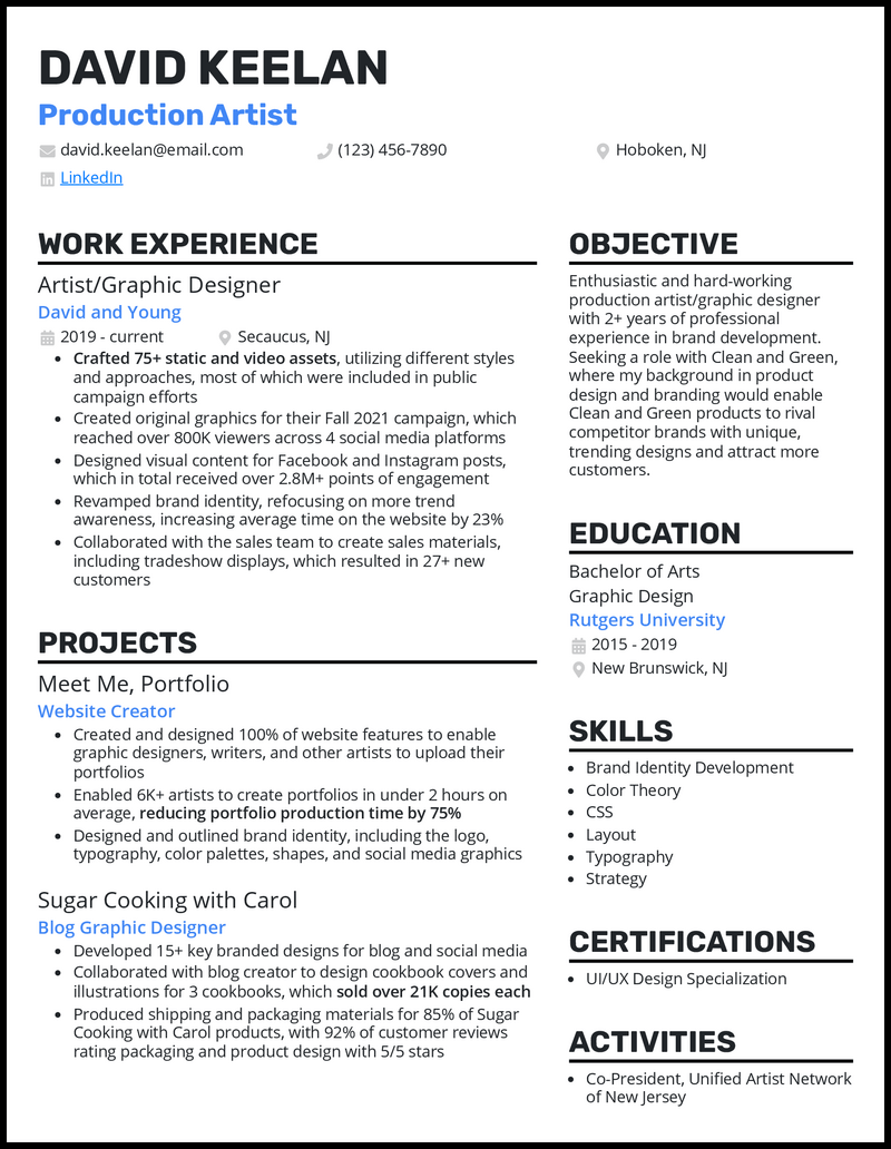 3 Production Artist Resume Examples for 2024