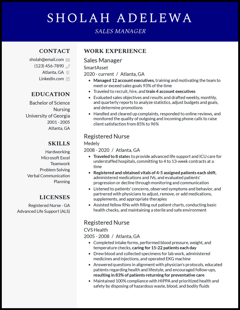 5 RN Career Change Resume Examples For 2024