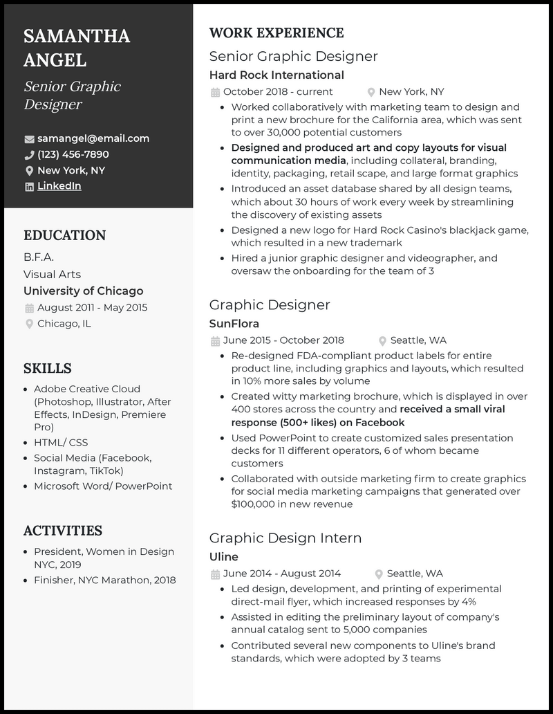 5 Senior Graphic Designer Resume Examples & Templates [Edit Free]