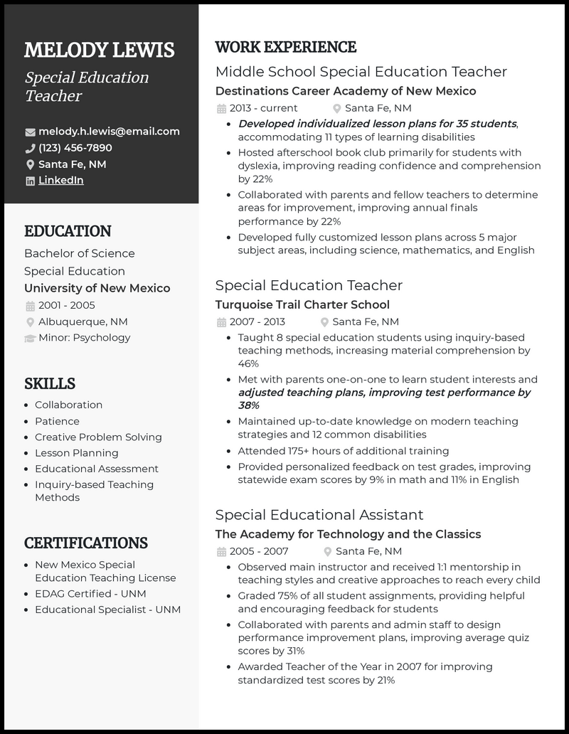 3 Special Education Teacher Resume Examples for 2024