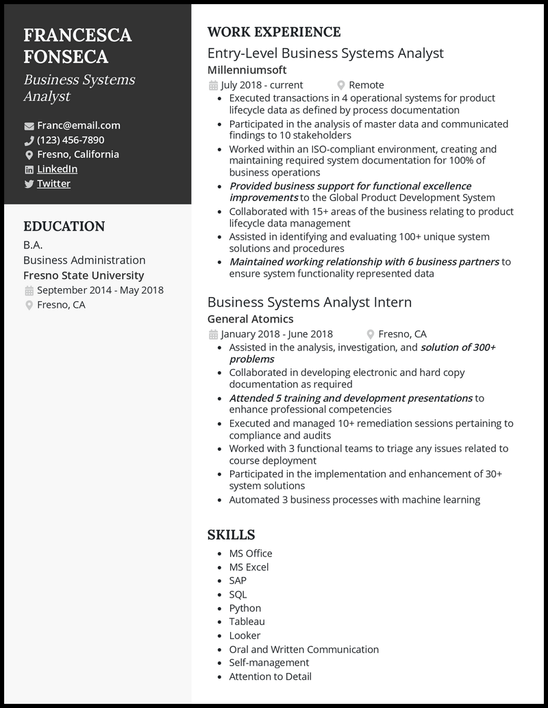 3 System Analyst Resume Examples For 2024