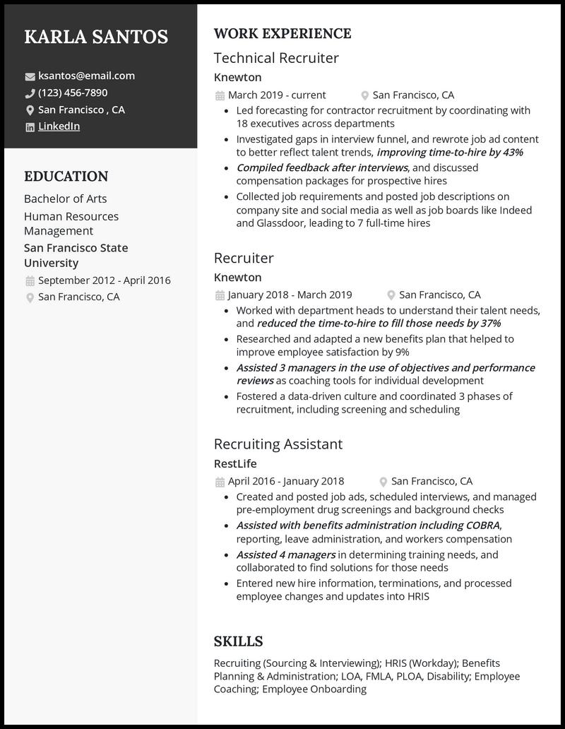 3 Technical Recruiter Resume Examples for 2024