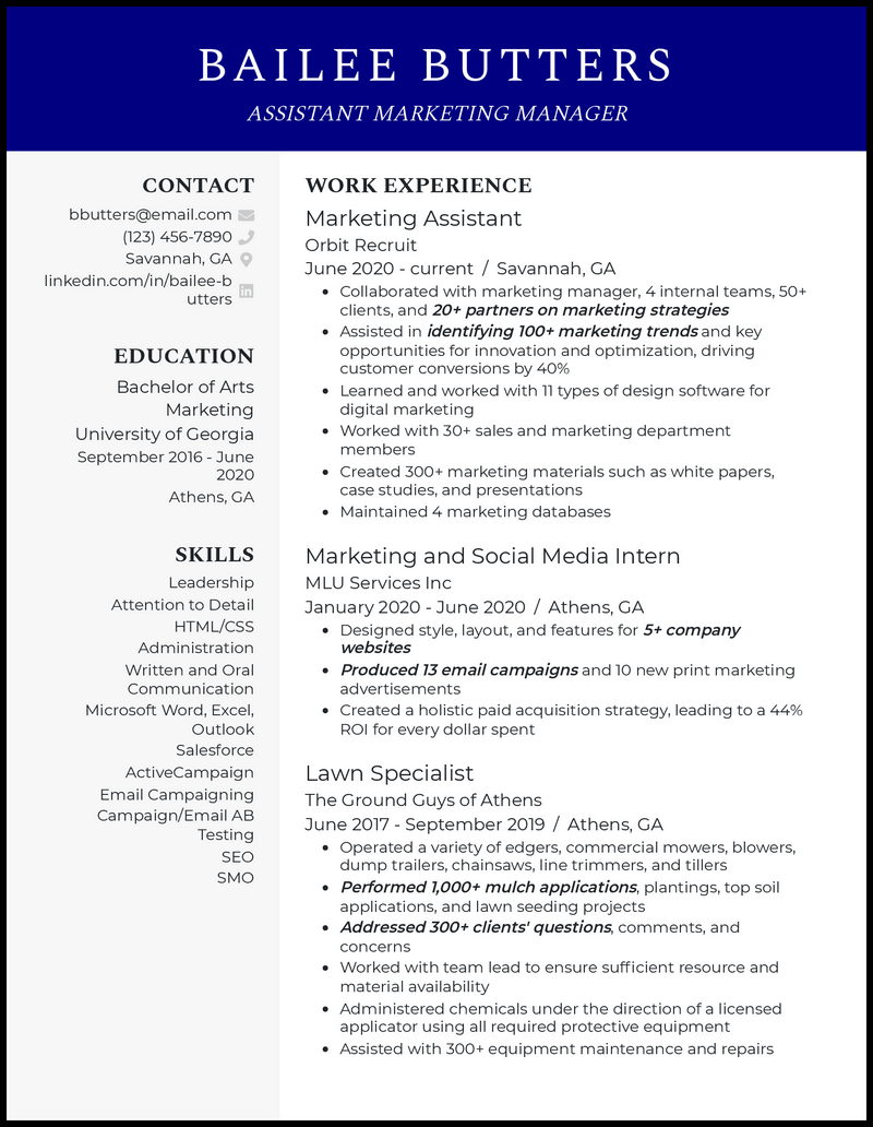 3 Assistant Marketing Manager Resume Examples for 2023