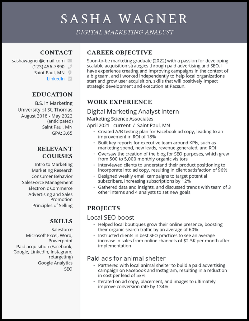 Simple sample resumes examples