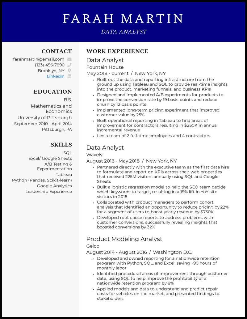 24 Data Analyst Resume Examples for 2024