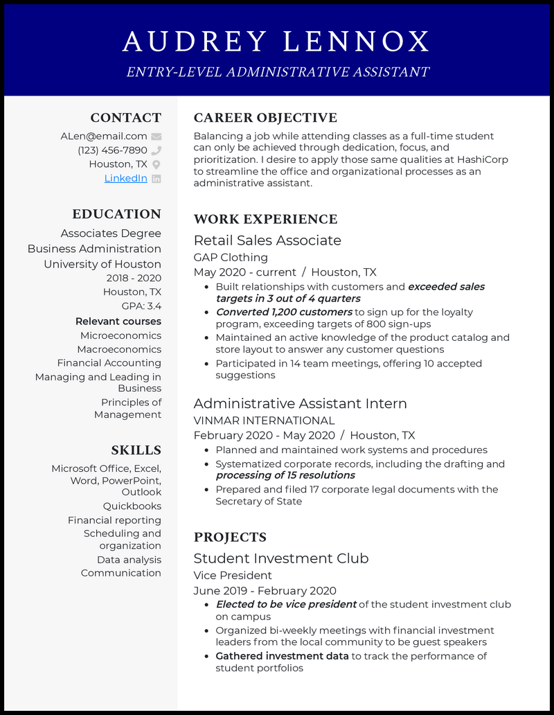 5 Real Entry-Level Admin Assistant Resume Examples That Worked in 2024