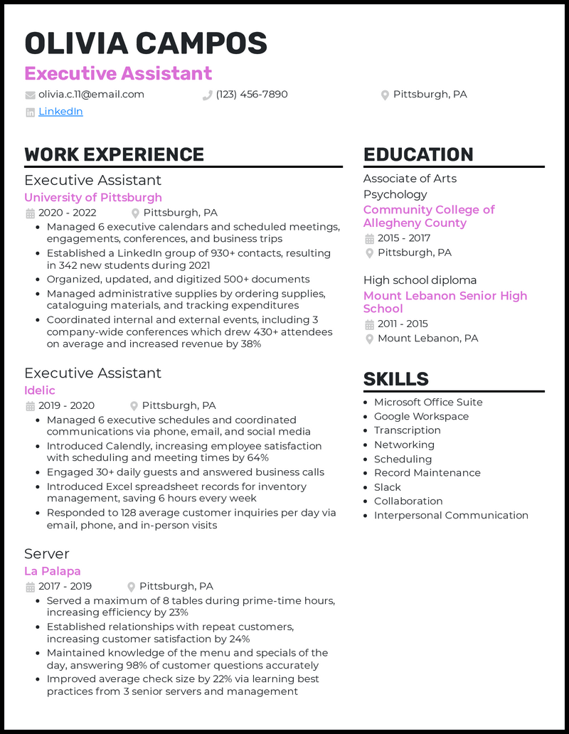 Administrative Assistant Resume Examples 2024 Free Evvie Janifer