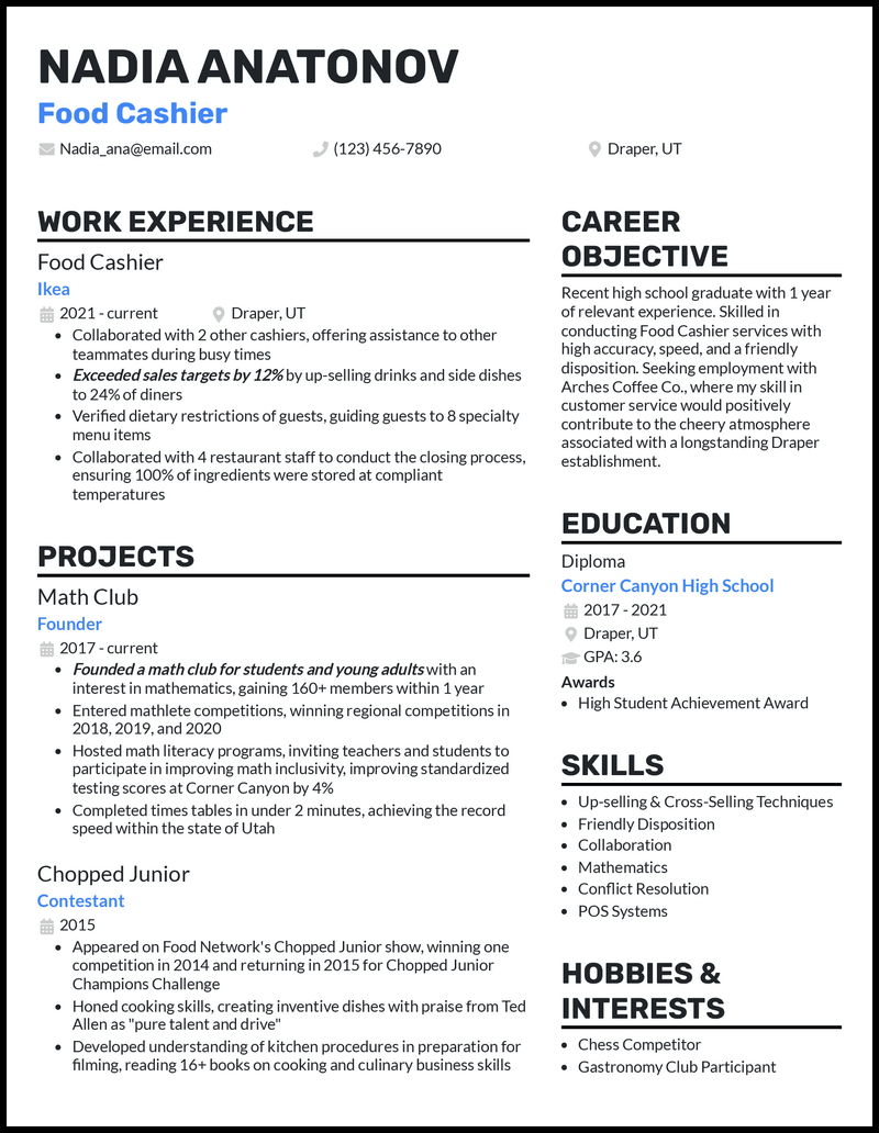 3 Food Cashier Resume Examples Crafted for 2024