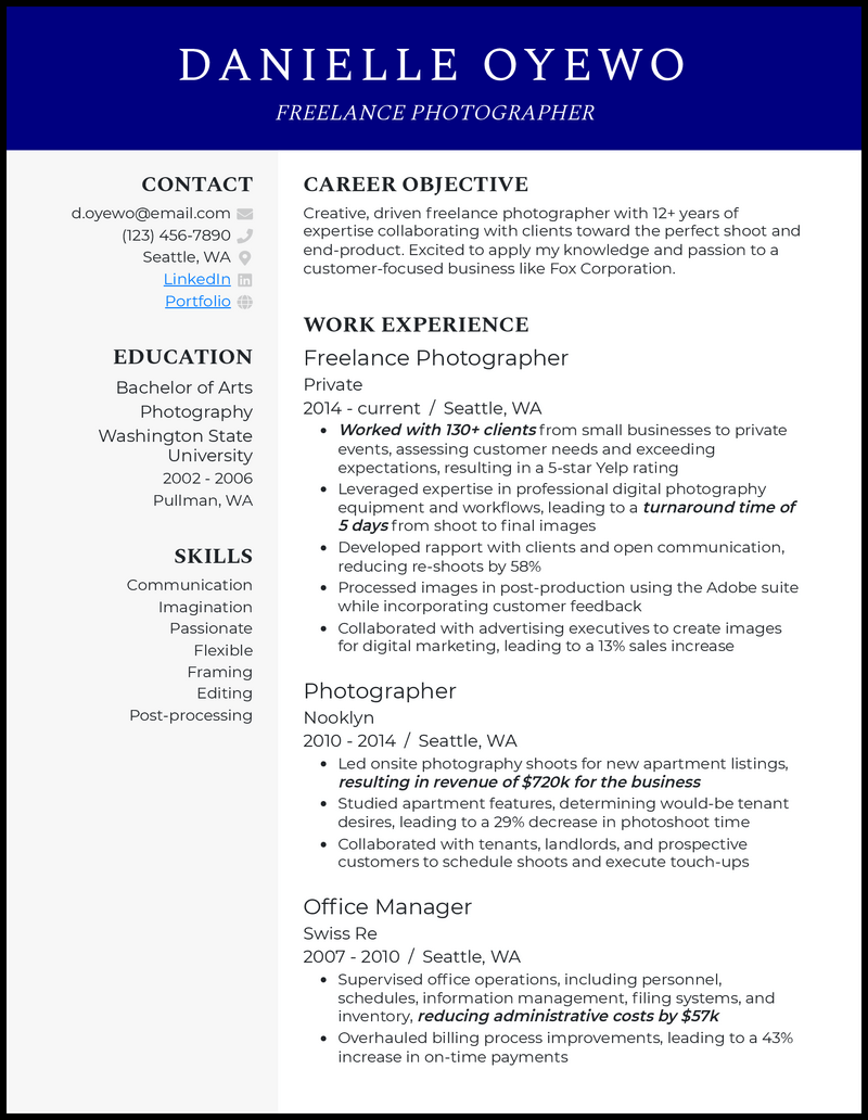 3 Freelance Photographer Resume Examples For 2024
