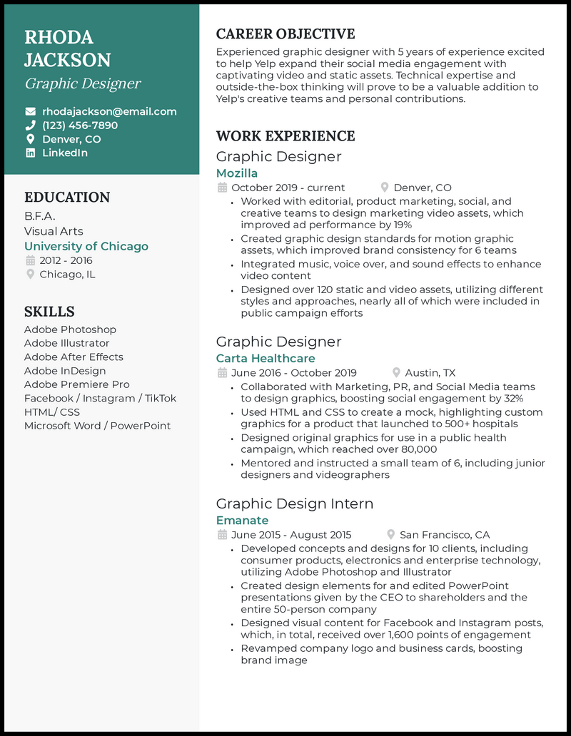 19 Graphic Designer Resume Examples That Work in 2024
