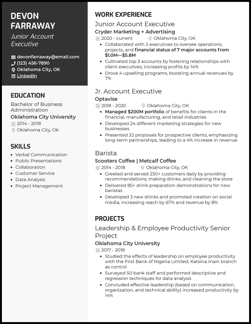 3 Junior Account Executive Resume Examples Made in 2023