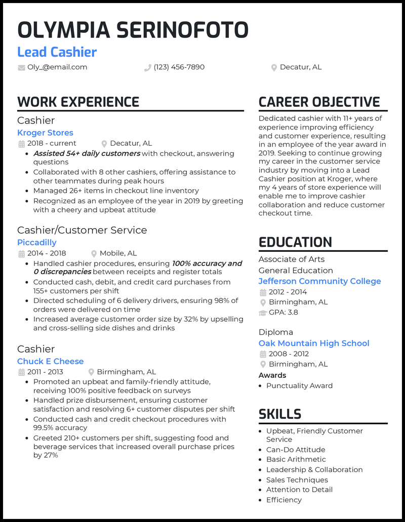 3 Lead Cashier Resume Examples Paving the Way in 2024