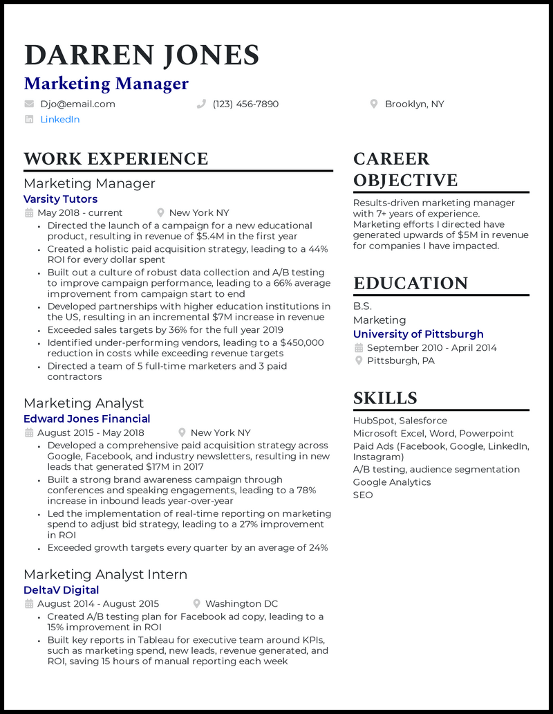 12 Best Marketing Resume Examples for 2024