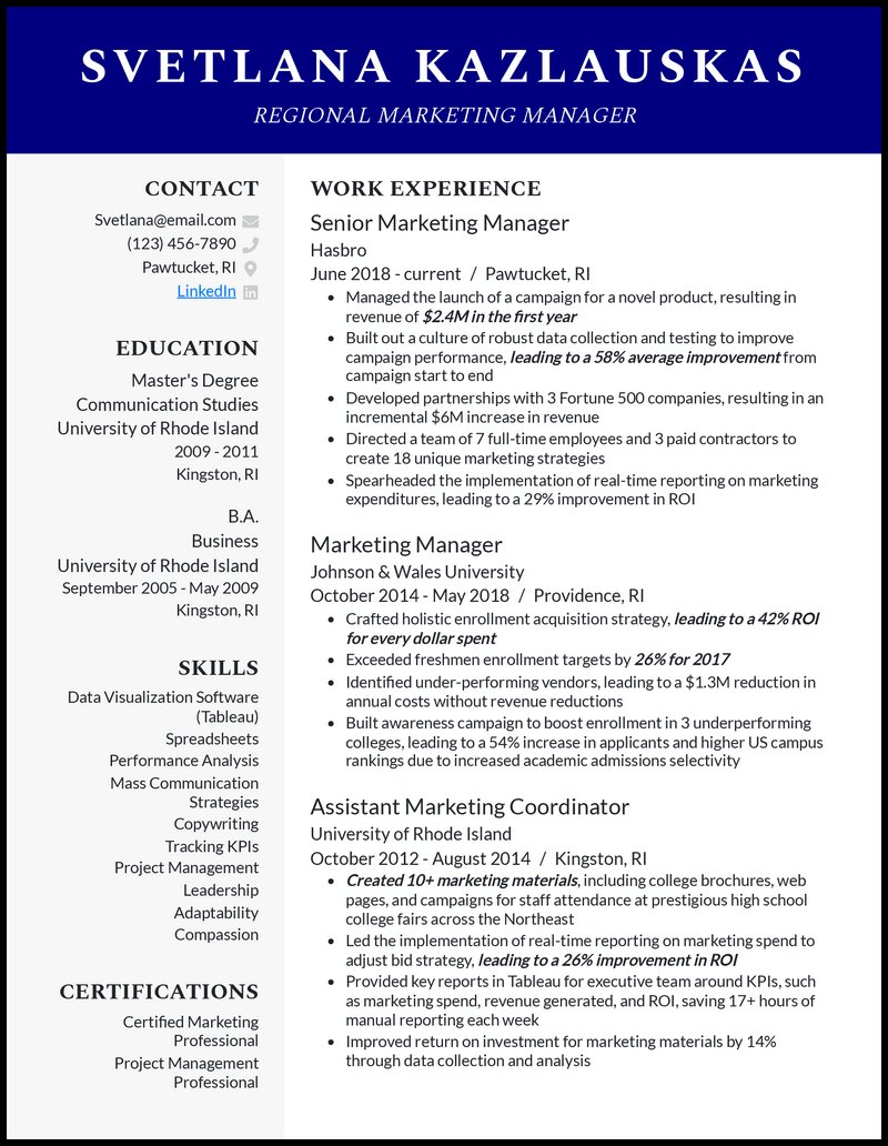 3 Regional Marketing Manager Resume Examples for 2024
