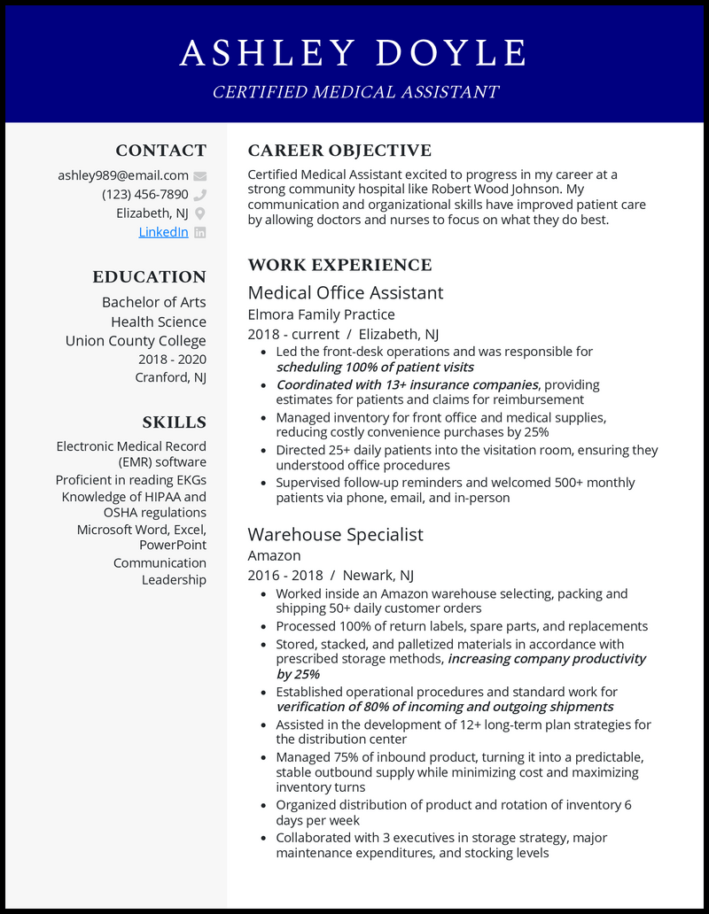 3 Entry-Level Medical Assistant Resume Examples for 2024