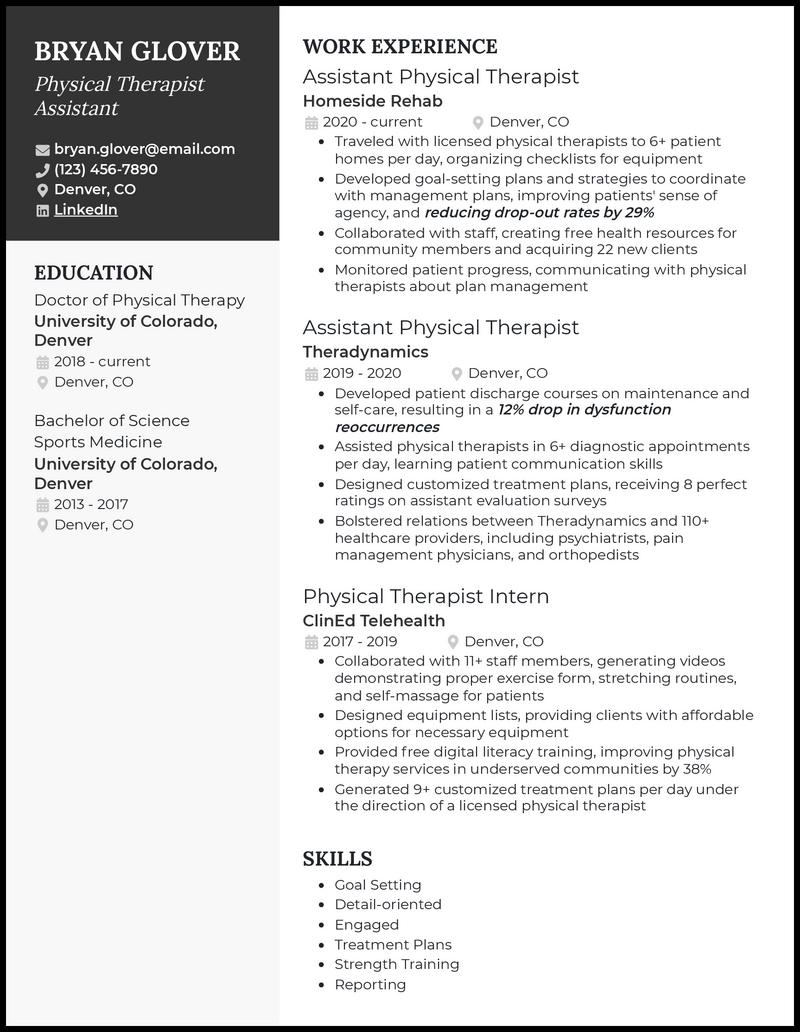 3 Physical Therapist Assistant Resume Examples for 2023