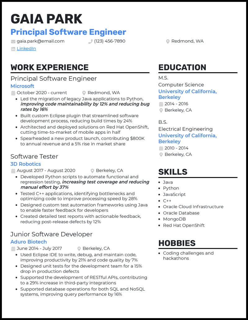 3 Principal Software Engineer Resume Examples for 2023