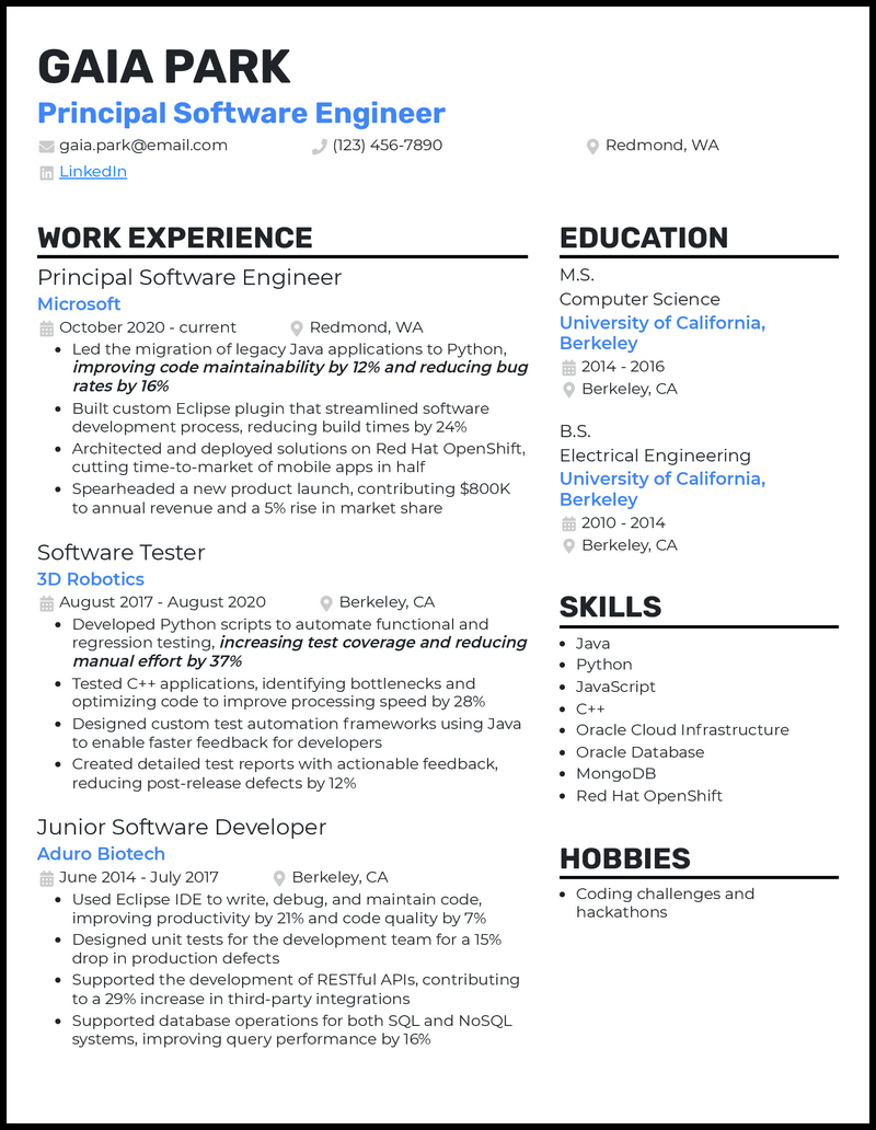 5 Principal Software Engineer Resume Examples for 2024