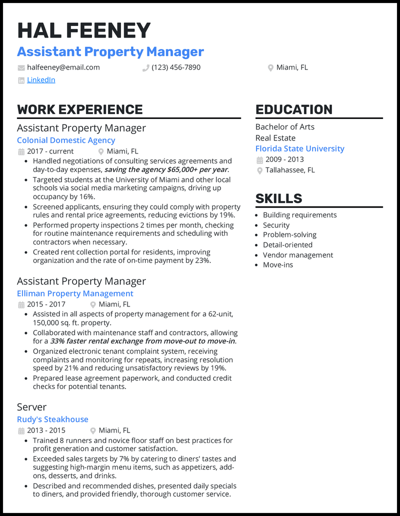 3 Assistant Property Manager Resume Examples for 2023